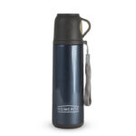 HOMEATIC Insulated Travel Flask with Integrated Drinking Cup & Carry Strap – Leak-Proof Vacuum Thermos