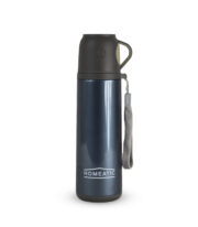 HOMEATIC Insulated Travel Flask with Integrated Drinking Cup & Carry Strap – Leak-Proof Vacuum Thermos